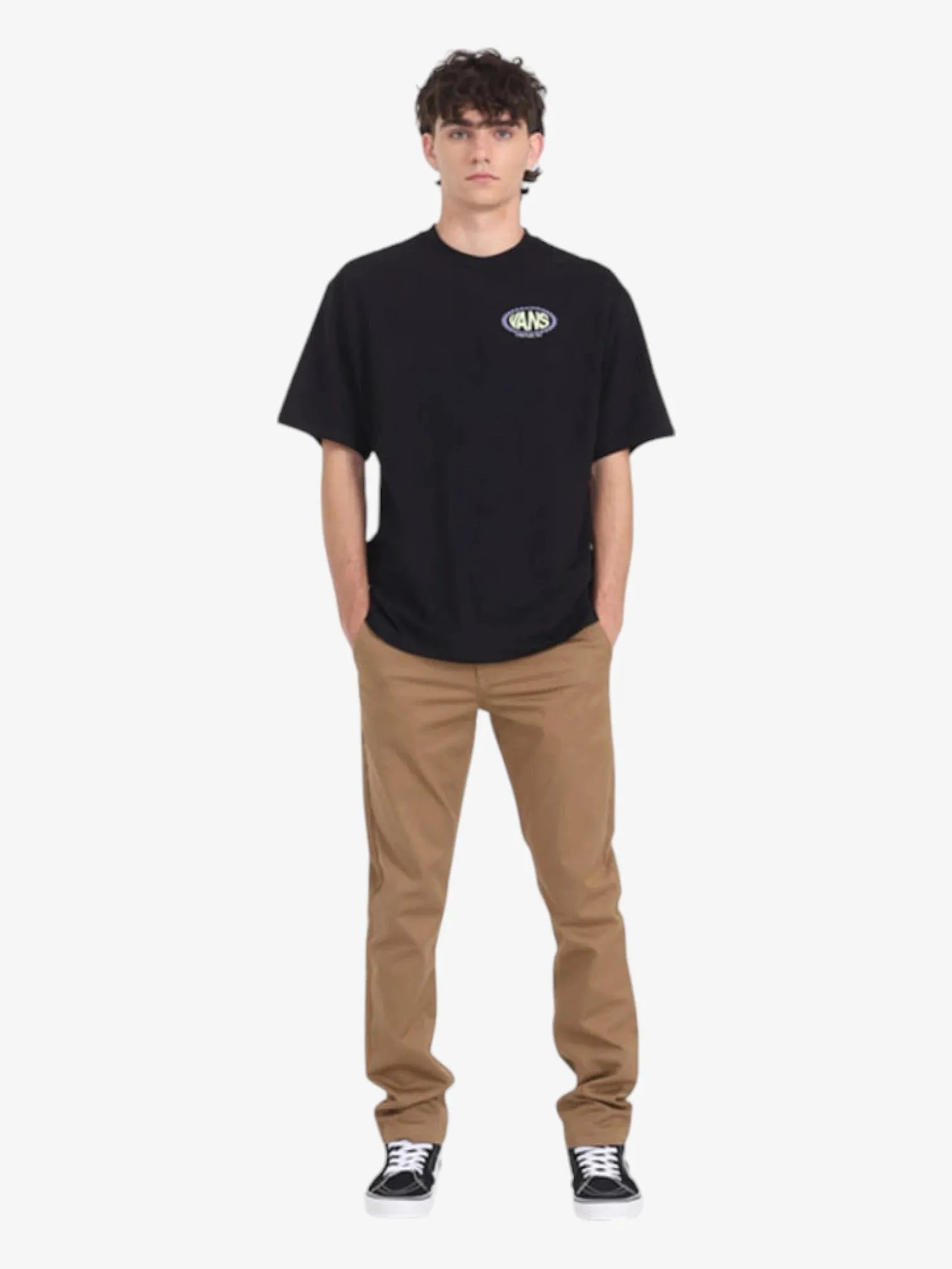 Vans Road Stop SS Black T-Shirt for Men - Casual Streetwear Tee for Skateboarding & Everyday Wear