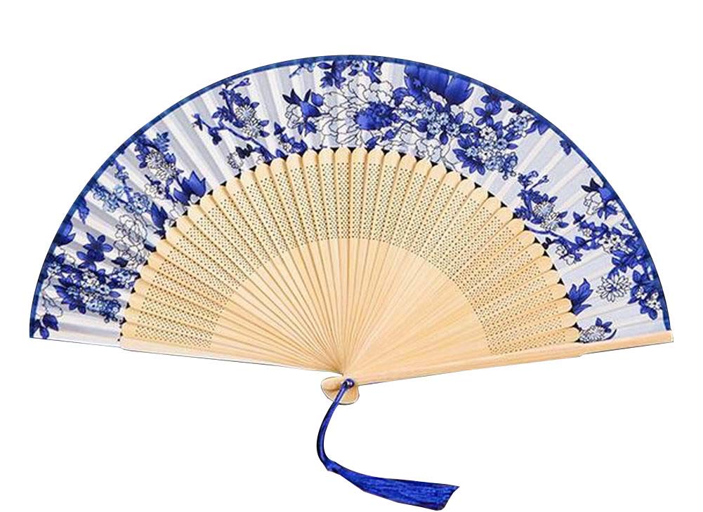 Vintage Silk Folding Fan for Women - Elegant Handheld Accessory for Summer & Weddings