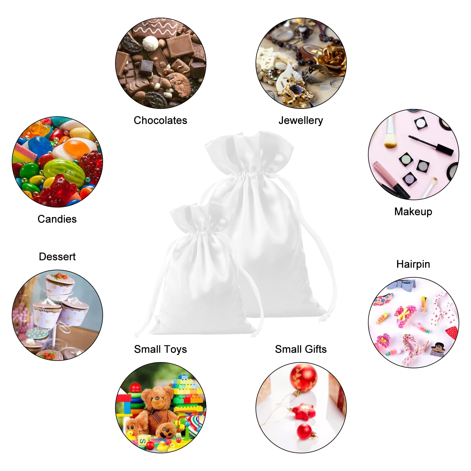 30pcs White Satin Drawstring Gift Bags 6x9.5 Inch - Elegant Wedding Favor Bags, Christmas Party Favors, Jewelry Pouches for Small Gifts & Accessories | Perfect for Bridal Showers, Baby Showers & Holiday Gift Wrapping