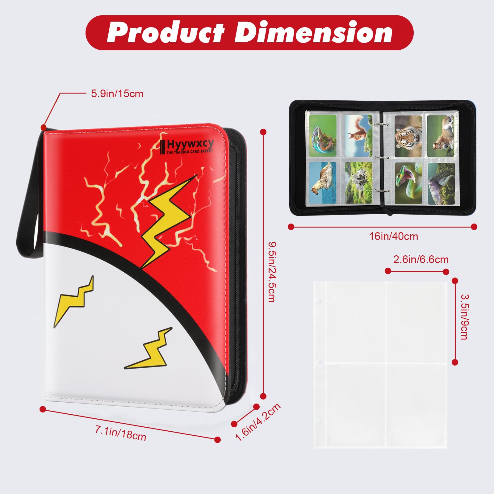 Trading Card Binder - 4 Pocket 440 Cards Storage Album with 55 Removable Sleeves | Compatible with Football Cards, TCG Games & Sports Cards | Durable Collector Organizer for Card Games & Display (Red) - Perfect for Collectors, Tournaments & Home Organization