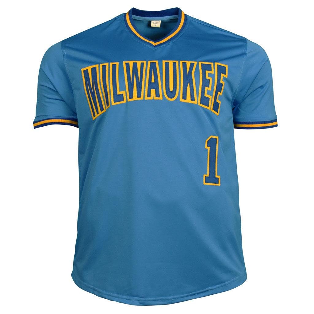Gary Sheffield Autographed Milwaukee Brewers Blue Baseball Jersey - Hand Signed & JSA COA - Perfect for Collectors, Fans & Sports Memorabilia Displays