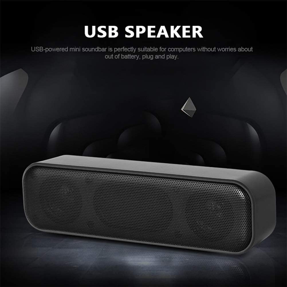 USB Powered Mini Soundbar for Desktop, Laptop, TV - Compact Wired Computer Speakers for Home Office, Gaming, and Multimedia Use