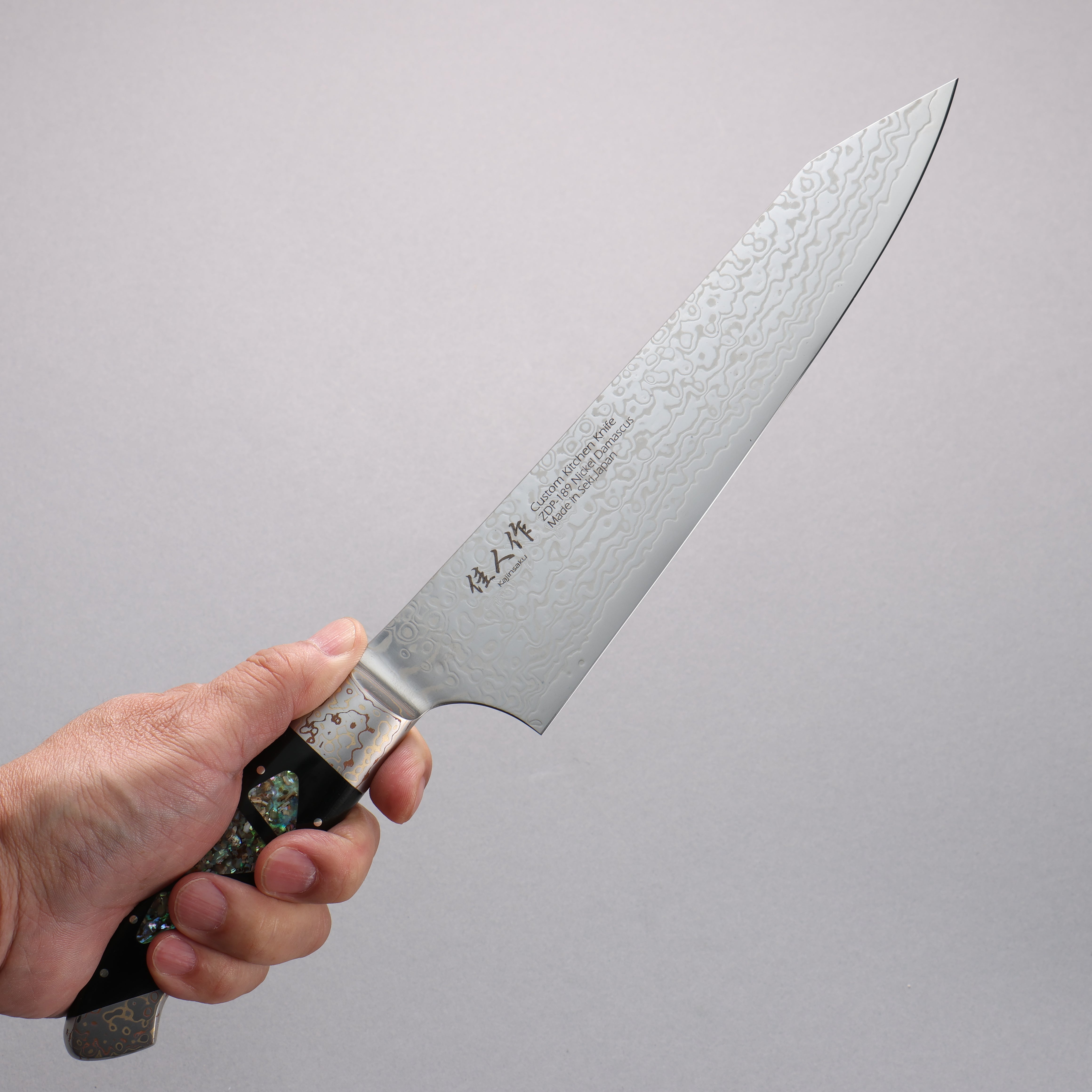 Premium ZDP189 Damascus Kiritsuke Gyuto Knife 210mm - Japanese Chef Knife with Abalone Inlay Handle - Perfect for Sushi, Sashimi & Precision Cutting