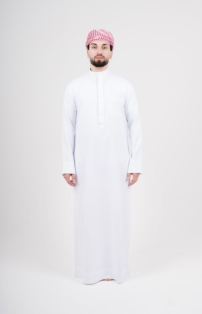 Premium White Kuwaiti Thobe for Men - Traditional Arabic Long Dress for Special Occasions & Cultural Events