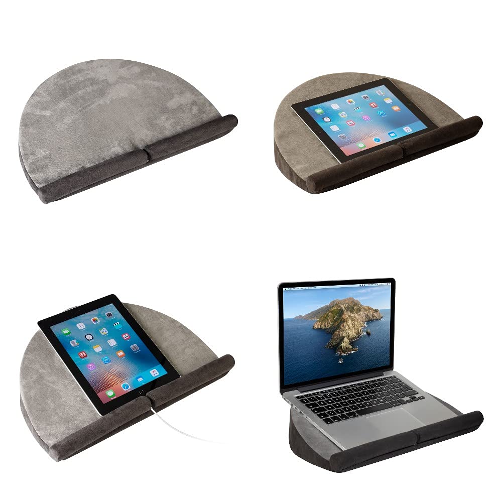 Lapwedge Multi-Angle Adjustable iPad Stand & Laptop Holder with Cable Hole - Portable Tablet Stand for Reading in Bed, Sofa, Office - Ergonomic Cushion Support Fits 15