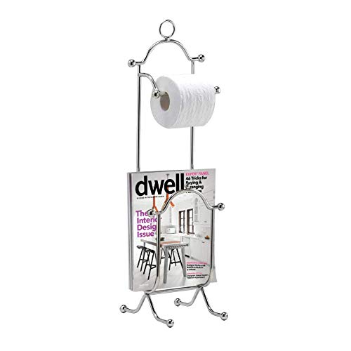 Polished Chrome Toilet Paper Holder with Magazine Rack - Bathroom Storage Organizer for Modern Homes | Space-Saving Design for Small Bathrooms & Powder Rooms