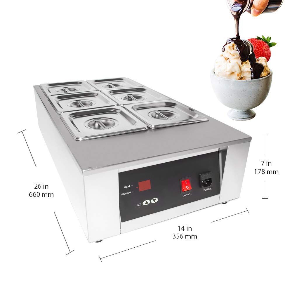 Electric Chocolate Melting Pot with 6 Tanks - 110V Candy Warmer for Fondue, Baking & Dessert Making - Perfect for Parties, Catering & Home Use