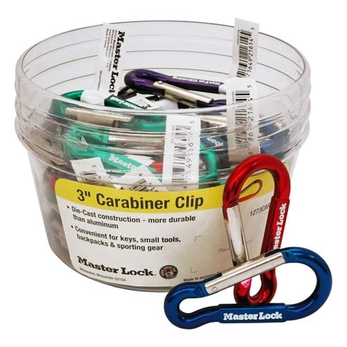 Master Lock 1273CARSM Bulk Counter Bin Carabiner Display - 3 Packs of 40 pcs (120 Total) - Perfect for Retail Stores, Hardware Shops & Warehouse Organization