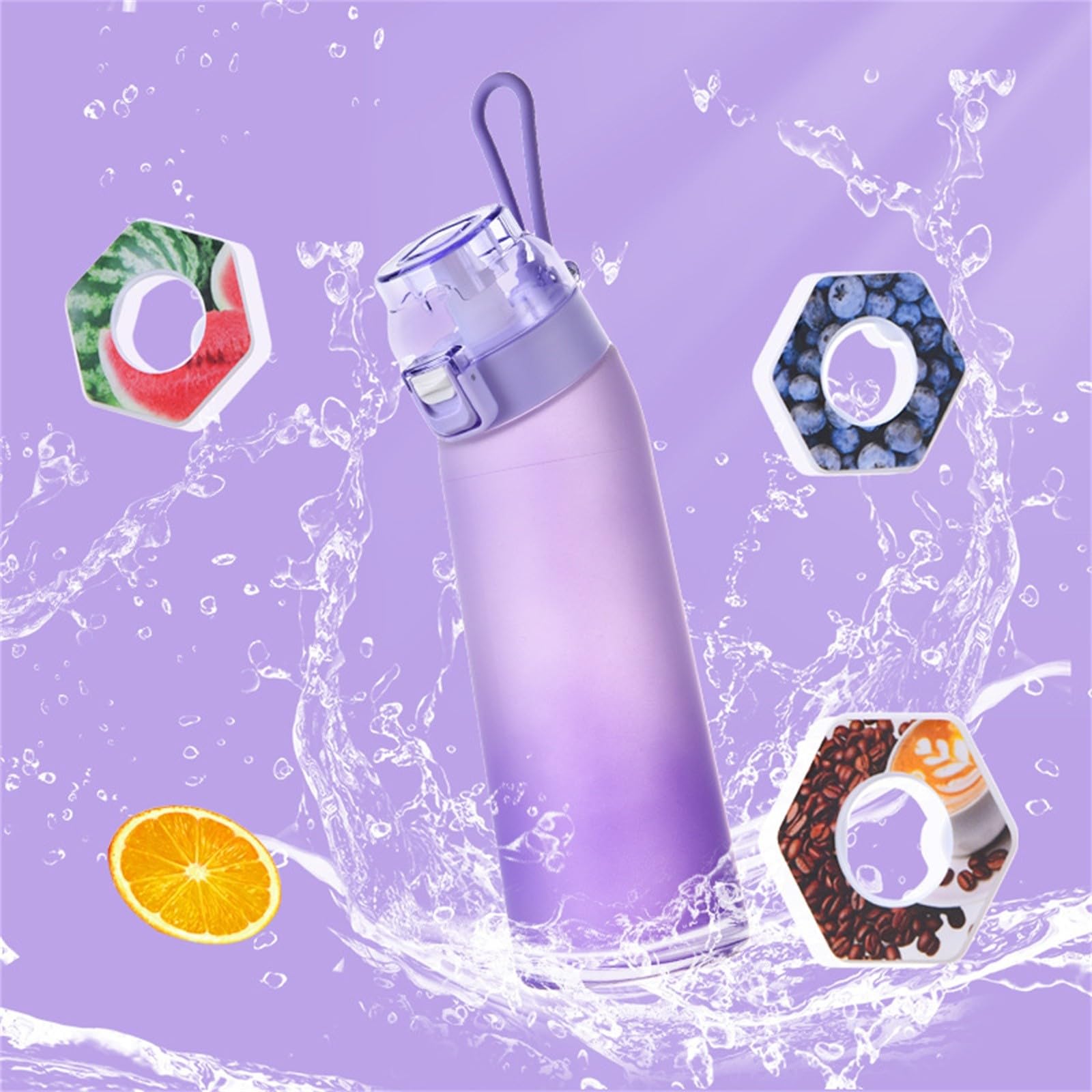 **2024 New 700ml Air Water Bottle with 7 Flavor Pods – Leak-Proof Sports Drinking Bottle for Running, Gym & Outdoor Activities – Blue Starter Set**    *(Perfect for Hydration On-the-Go, Fitness Enthusiasts, Hiking, Cycling & Travel)*