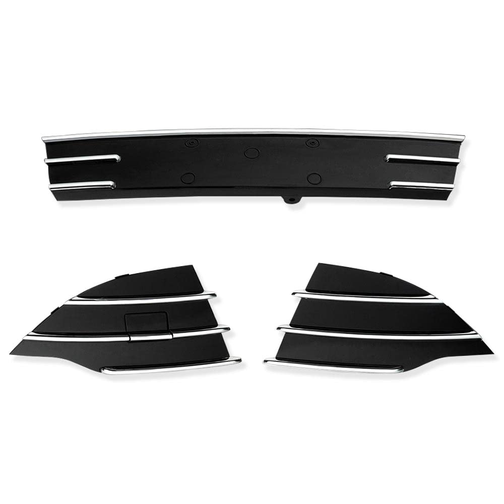 3Pcs Chrome & Black Front Bumper Lower Grille Fog Light Covers Compatible with Ford Escape/Kuga 2013-2016 | Durable Triangle Grill Cover for Enhanced Style & Protection | Perfect for Off-Roading, Car Shows & Daily Driving