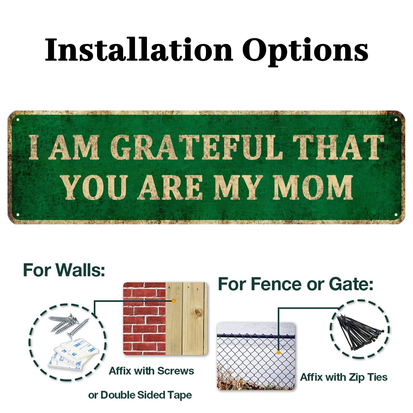 KIOZIY Tin Sign - 'I Am Grateful That You Are My Mom' Inspirational Wall Art, 4