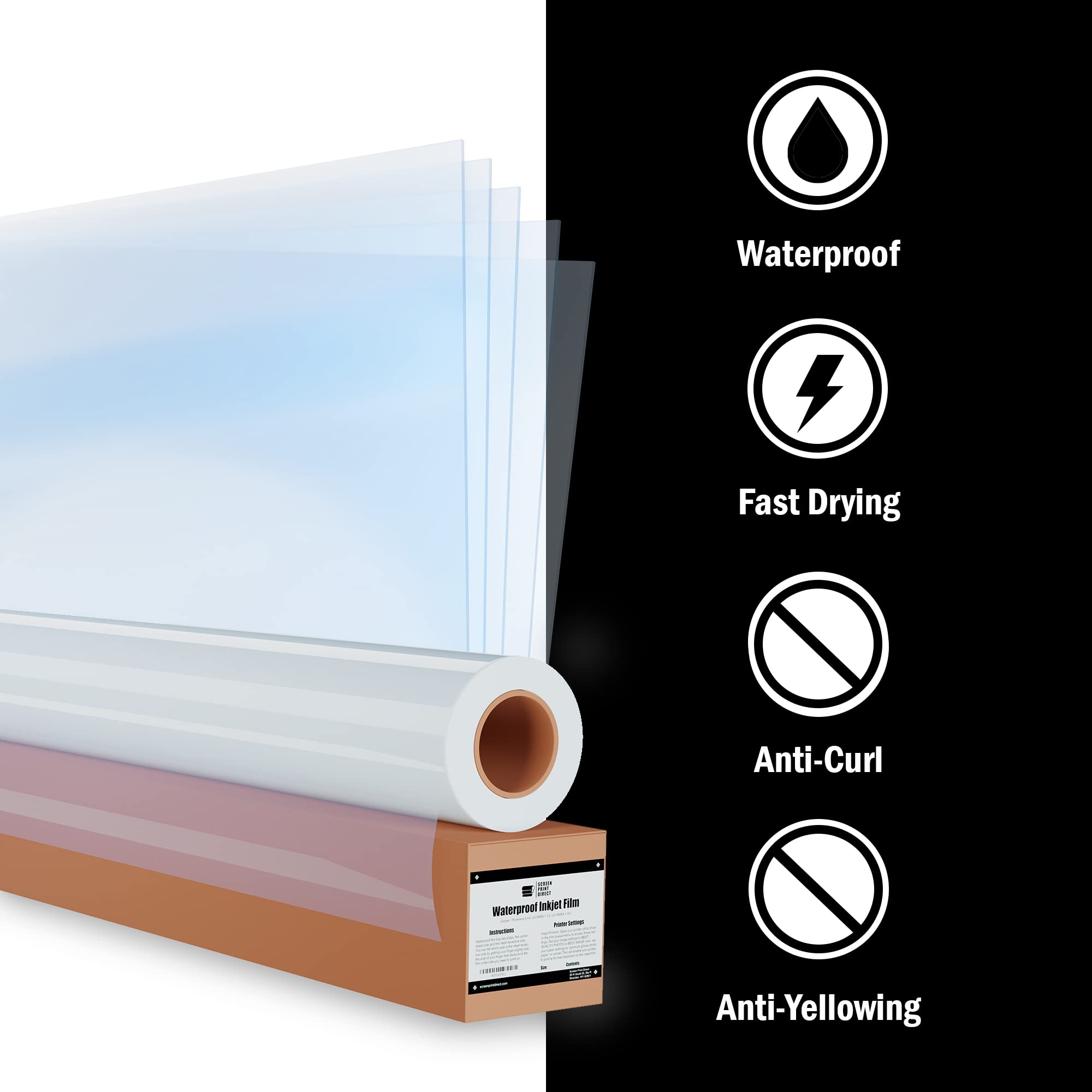 Screen Print Direct® Waterproof Inkjet Film Sheets (8.5