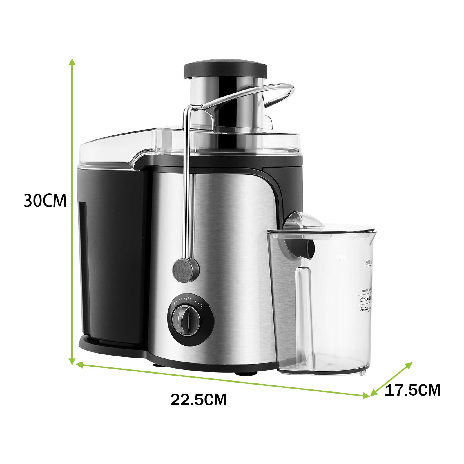 CLIPOP 600W Electric Juicer Machine - Wide Mouth Centrifugal Juicer for Whole Fruits & Vegetables, Stainless Steel Juice Extractor with Dual Speed & Overload Protection, Easy to Clean - Perfect for Healthy Juicing at Home, Gym or Office