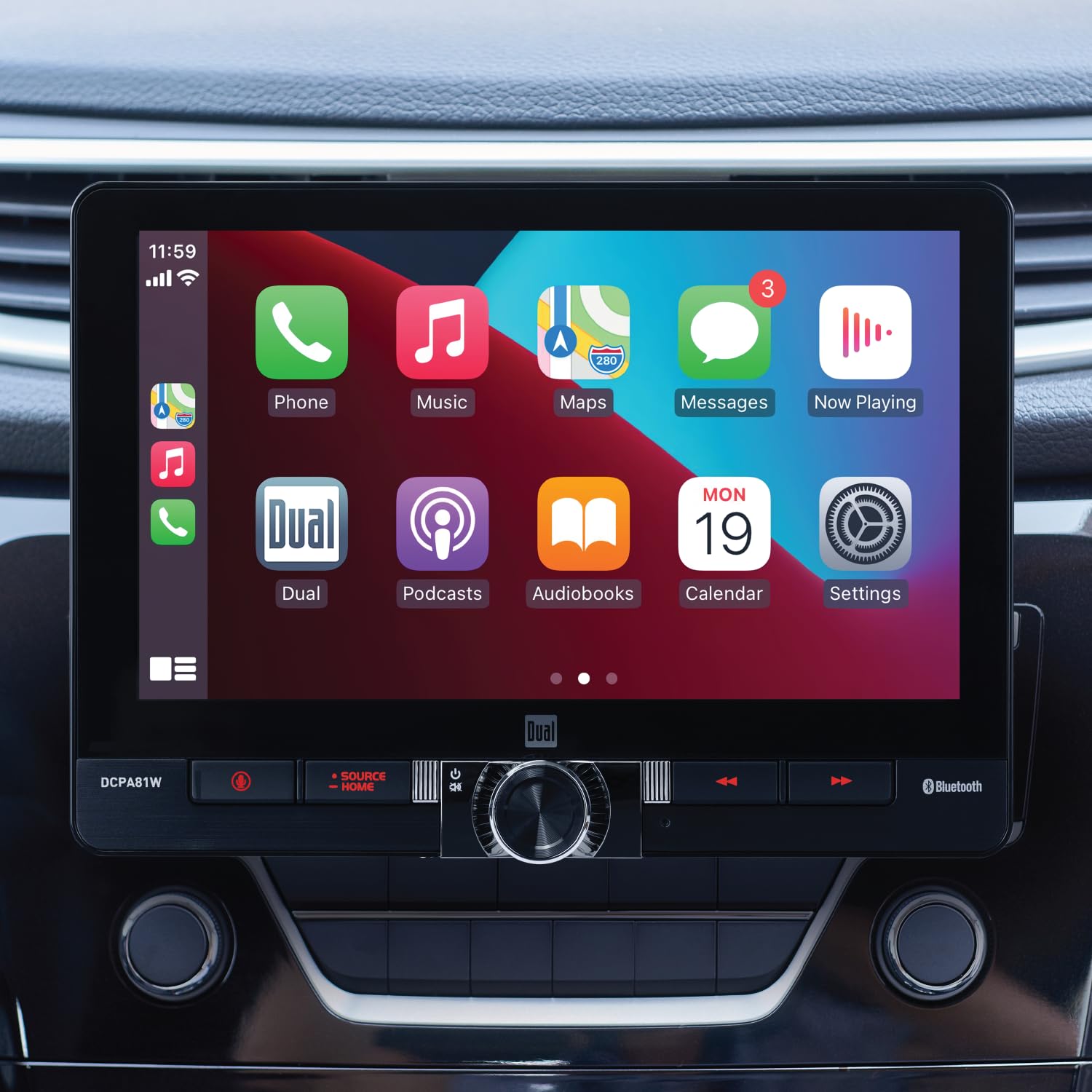 Dual Electronics DCPA81W 8-inch Apple CarPlay & Android Auto Touchscreen Car Stereo - Wireless/Wired Bluetooth Receiver with Front & Rear Camera | USB Playback & Charging | Single/Double DIN Compatible | Perfect for Commuting, Road Trips & Hands-Free Driving