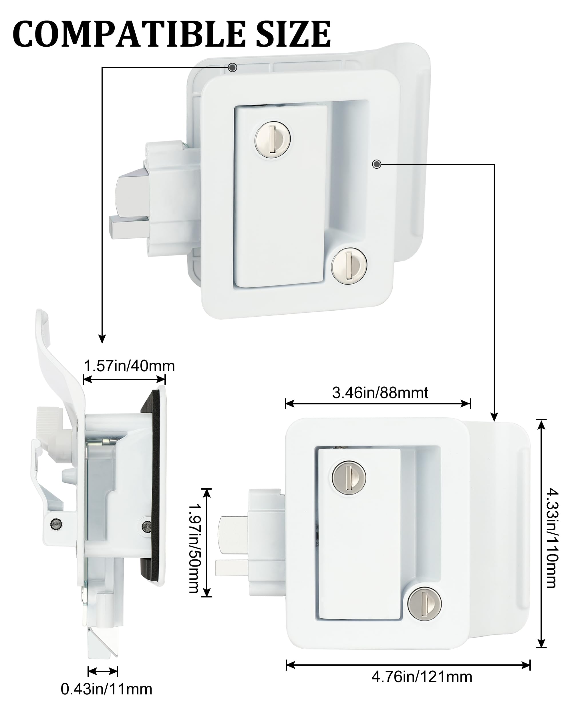 X-Haibei RV Door Lock Replacement - Metal Camper Lock for Travel Trailers (2.75