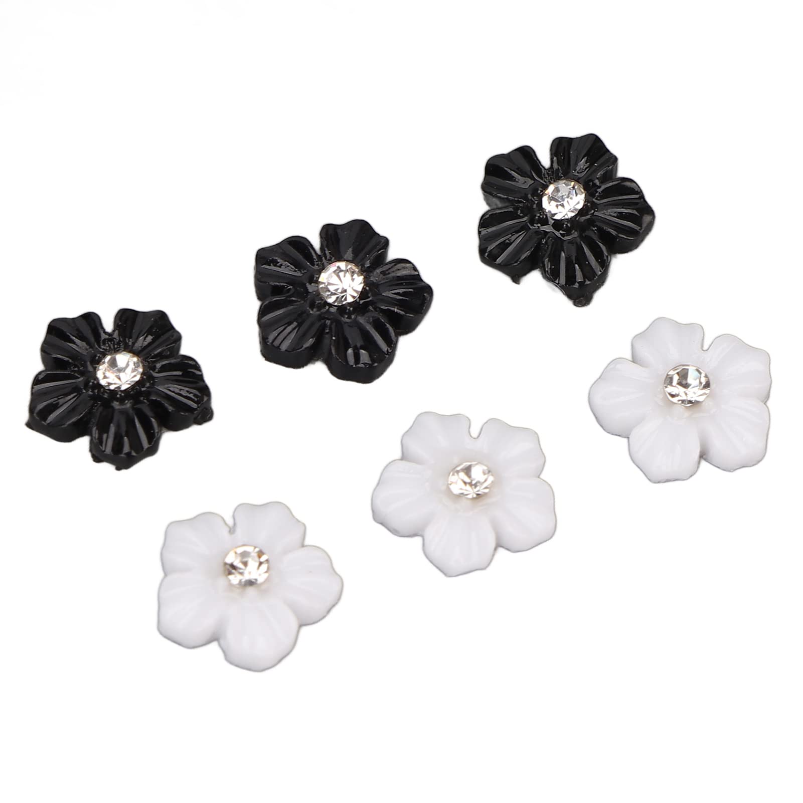 3D Flower Nail Art Decorations - Resin Black & White 5-Petal Nail Stickers for DIY Manicure, Salon Use, Wedding & Party Nail Designs - Perfect for Home, Professional Performances and Special Occasions