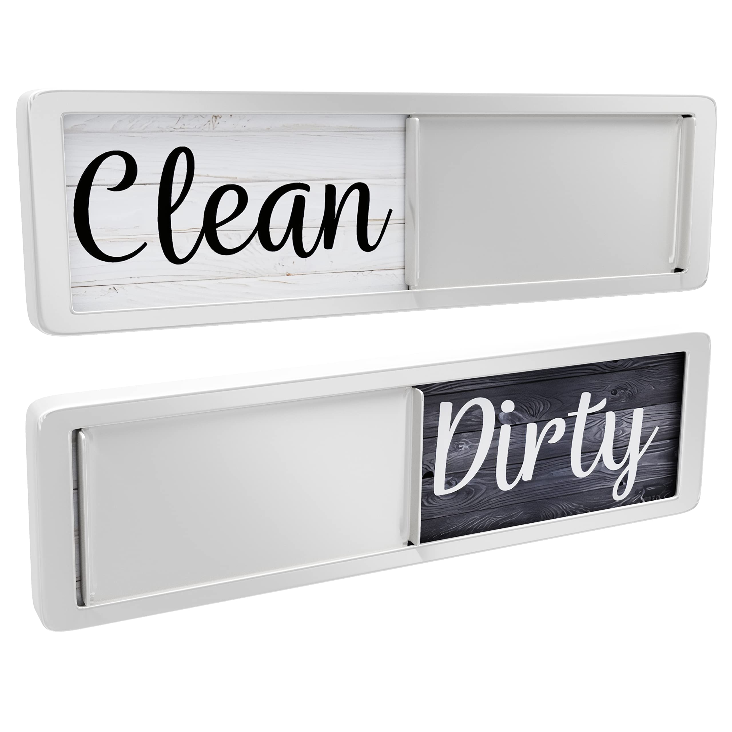 Dishwasher Magnet Sign - Strong Universal Clean/Dirty Indicator for Kitchen Organization - Rustic Farmhouse Black & White Wood Design - Perfect for Home, Office, and Restaurant Use