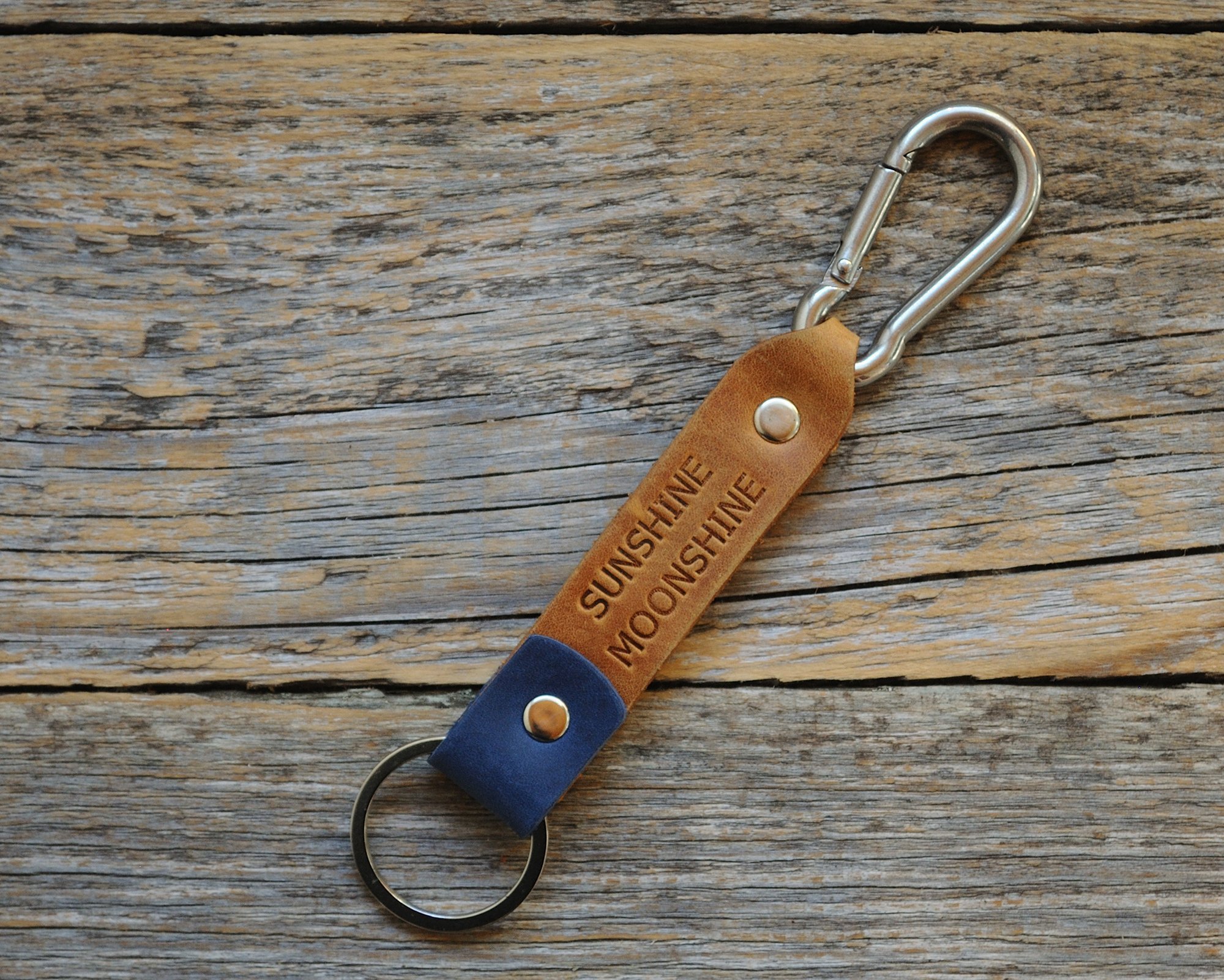 Personalized Leather Keychain - Custom Engraved Text, Initials Ring & Monogram Keyring for Men - Boyfriend Gift, Groomsmen Present with Latitude Longitude GPS Coordinates - Durable Stainless Steel Carabiner Hook for Keys, Backpacks & Travel Accessories