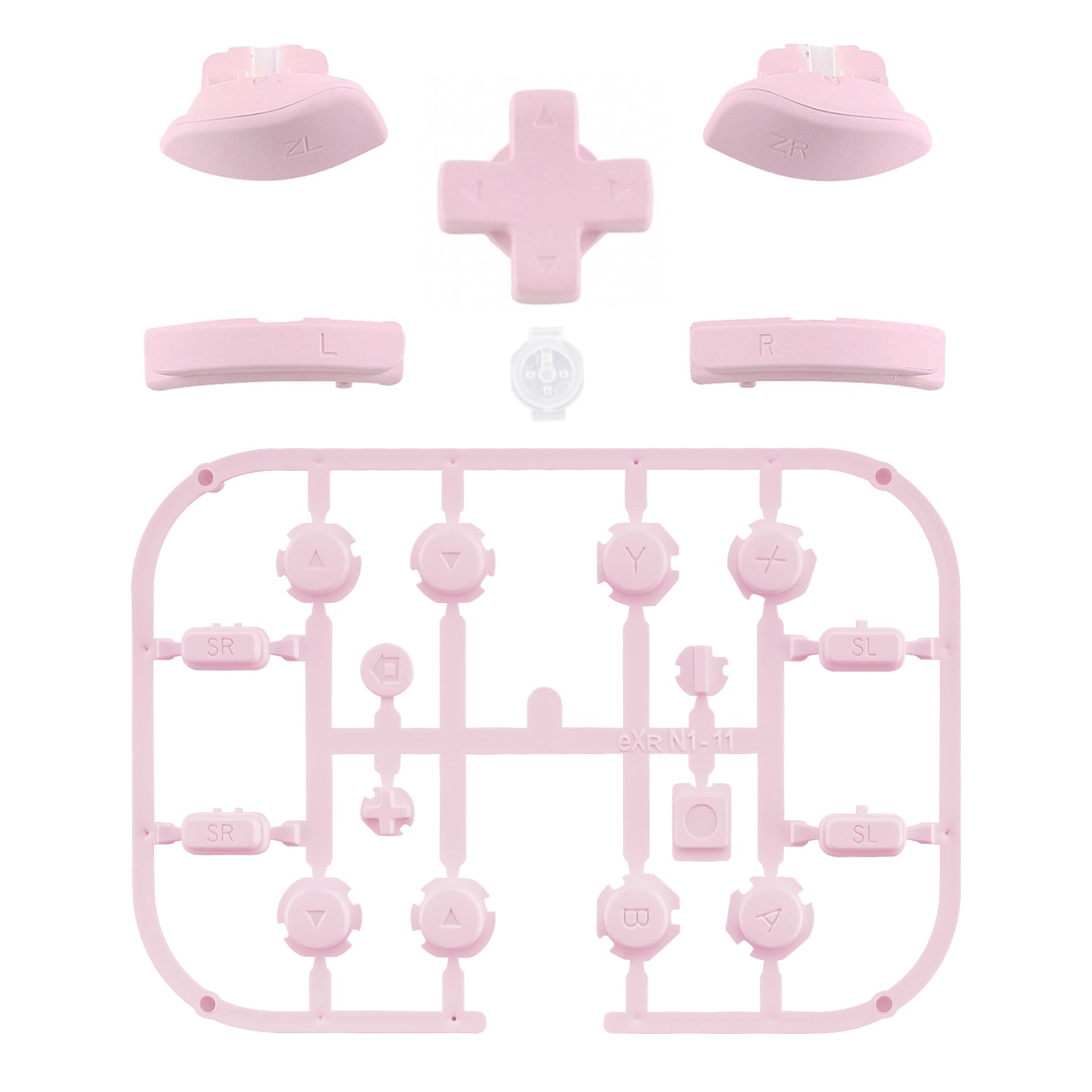 eXtremeRate Cherry Blossom Pink Replacement Button Kit for Nintendo Switch Joy-Con & OLED - Includes D-Pad, ABXY Keys, Triggers & Springs (D-Pad Only Compatible with eXtremeRate Shells) - Perfect for Gaming, Customization & Controller Repair