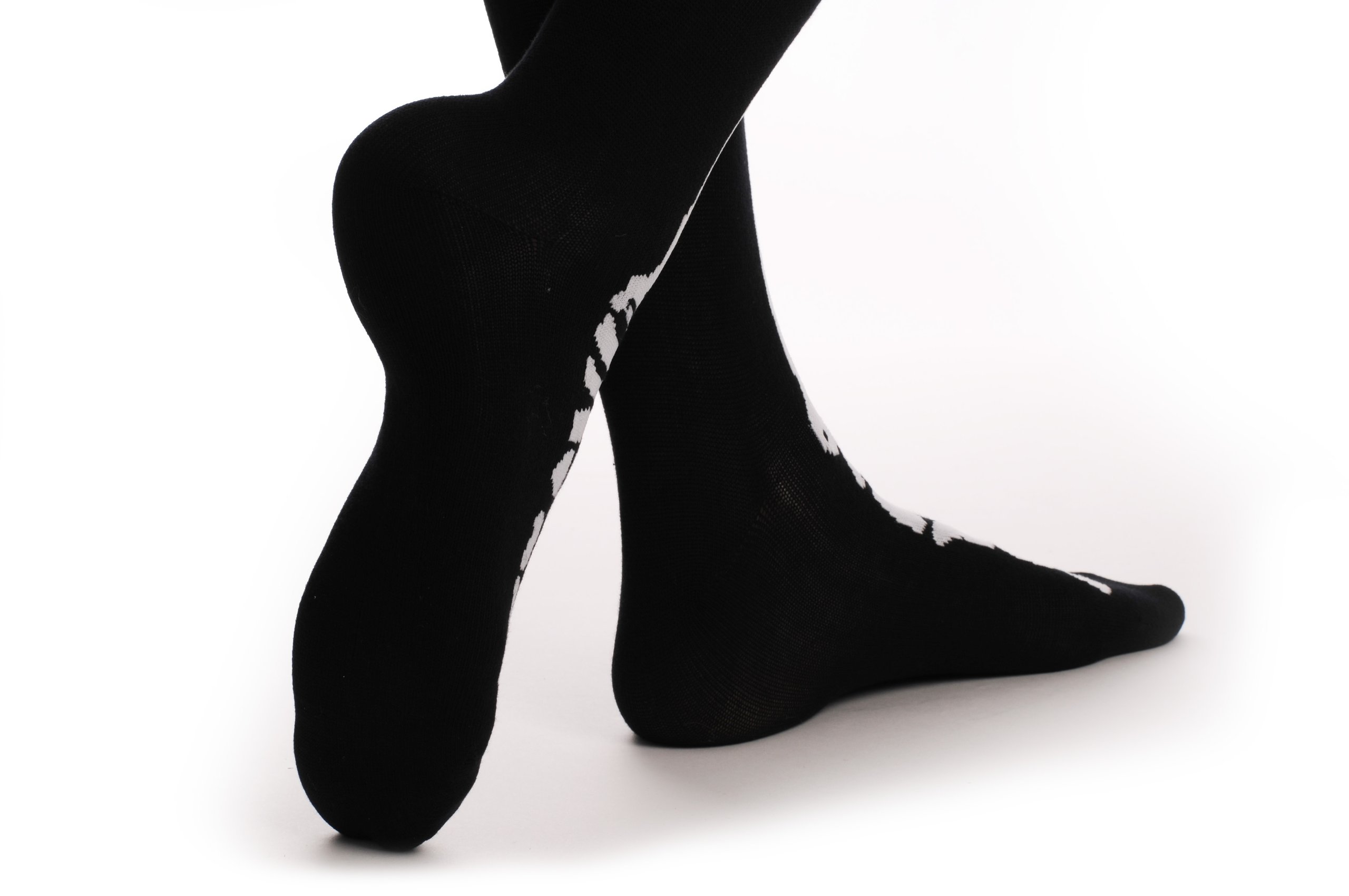LissKiss Halloween Skeleton Print Warm Socks - Black Opaque Knee High Socks for Women, Cozy Winter Socks for Costume Party & Christmas Gifts
