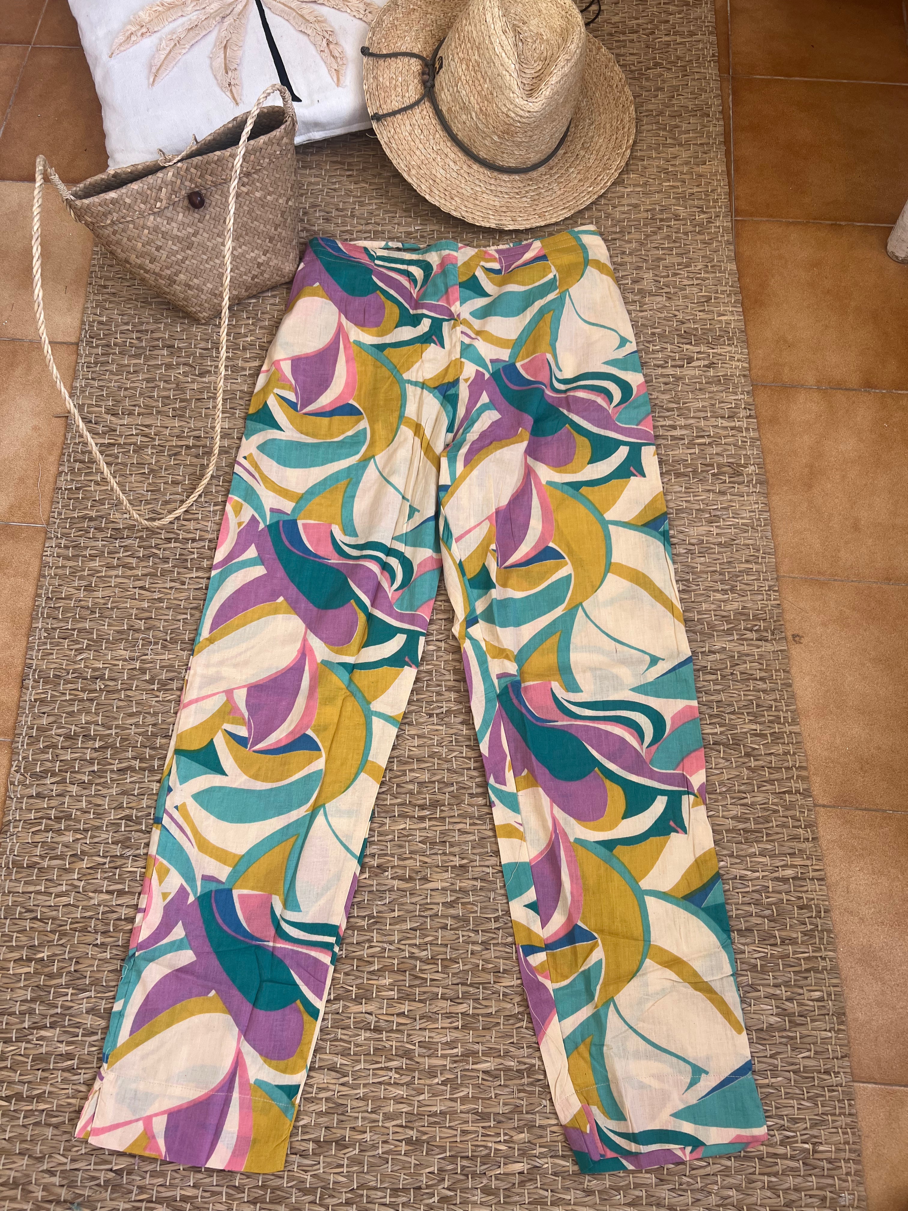Boho Pants for Women - Flowy Hippie Palazzo Pants with Elastic Waist - Comfortable & Stylish for Yoga, Beach, Festival, and Casual Wear