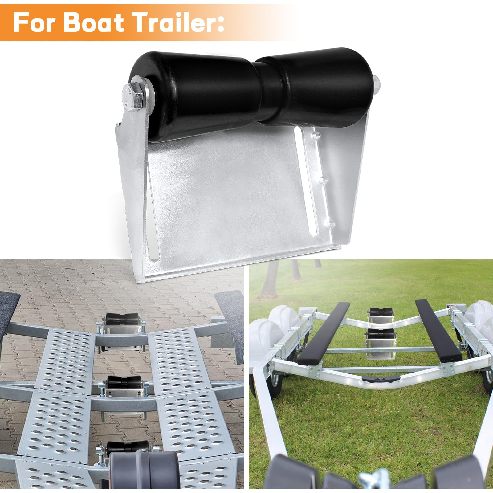 Boat Trailer Rollers with Brackets - Heavy Duty Galvanized Steel Keel Roller Assembly Kit for Boat Trailers | Includes Mounting Bolt & Roller Shaft | Perfect for Marine Transport, Boat Launching & Storage