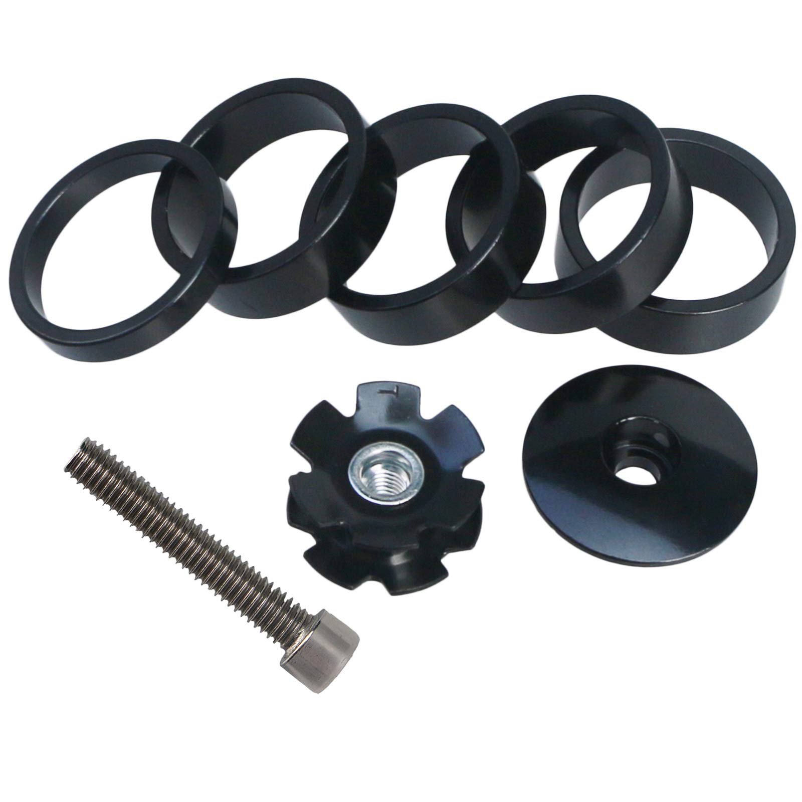 GANOPPER 1 1/8 Inch Headset Spacer with Stem Top Cap - Black, Red, Blue, Gold (4 Colors) - Compatible with Mountain Bikes, Road Bikes & BMX - Perfect for Bike Maintenance & Upgrades
