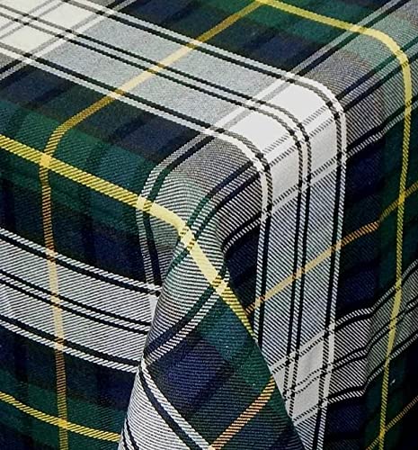 Middle Brook Plaid 4-Seater Waterproof Table Cover - Durable Scottish Weave Dining Tablecloth 60x72 Inches - Green Checkered Tablecloth for Kitchen, Outdoor Picnic & Party Decor