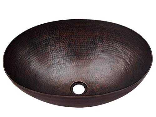 COVSB-17-MA Matte Copper Oval Vessel Sink - 5.5 x 12.5 x 17 Inches - Modern Bathroom Vanity Sink for Powder Room & Master Bath