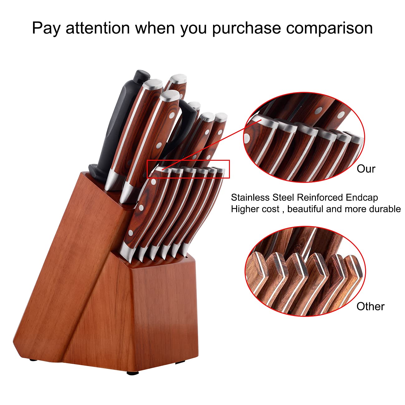18-Piece German High Carbon Stainless Steel Kitchen Knife Set with Wooden Block - Full Tang Triple Rivet Chef Knives for Professional Cooking & Home Use - Perfect Gift for Chefs & Cooking Enthusiasts