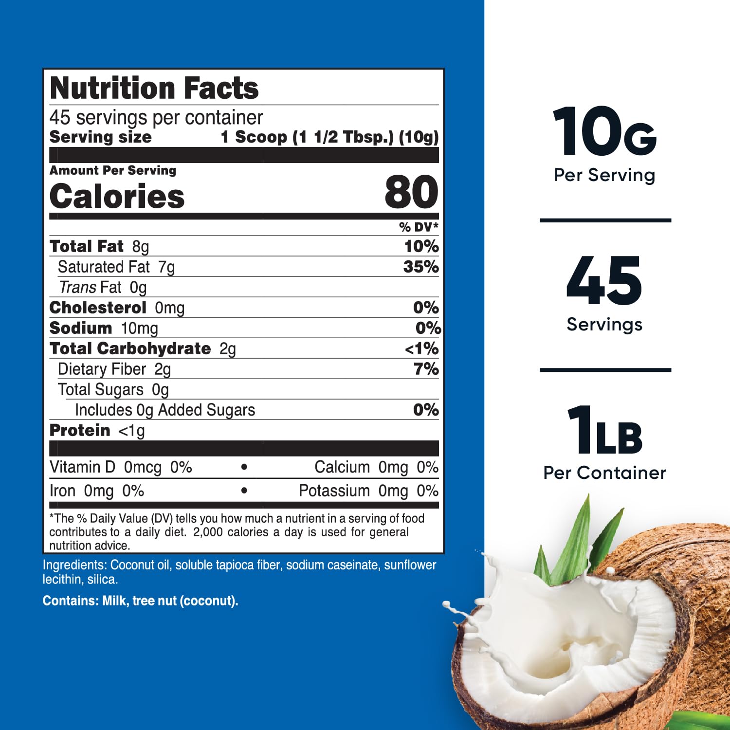 Nutricost Organic Coconut Oil Powder 1 LB (45 Servings) - Non-GMO, Gluten-Free, Keto & Paleo Friendly - Premium Quality for Baking, Coffee, Smoothies & Cooking