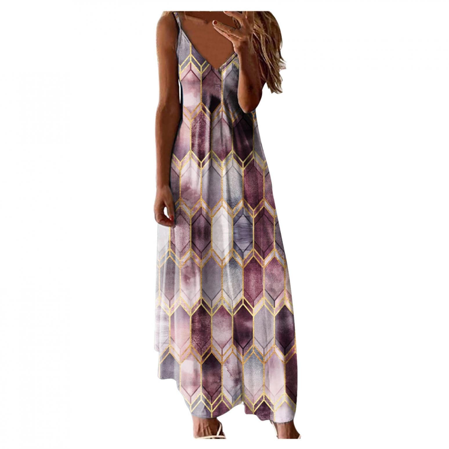 FABIURT Women's Summer Casual Long Slip Dress - Elegant Sexy Maxi Dress for Beach, Date Night, Party & Special Occasions | Lightweight Flowy Comfort for Outdoor Events & Vacations