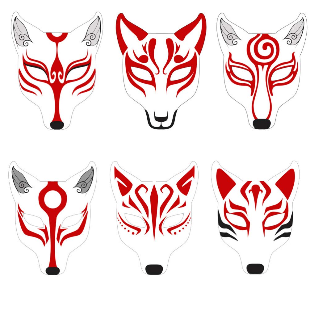 PRETYZOOM DIY Fox Mask - Blank Kitsune Kabuki Mask for Halloween Cosplay, Masquerade Party & Photo Props | Japanese Style PU Fox Costume Accessory for Women & Men | Perfect for Cosplay Events, Theater Performances & Themed Parties
