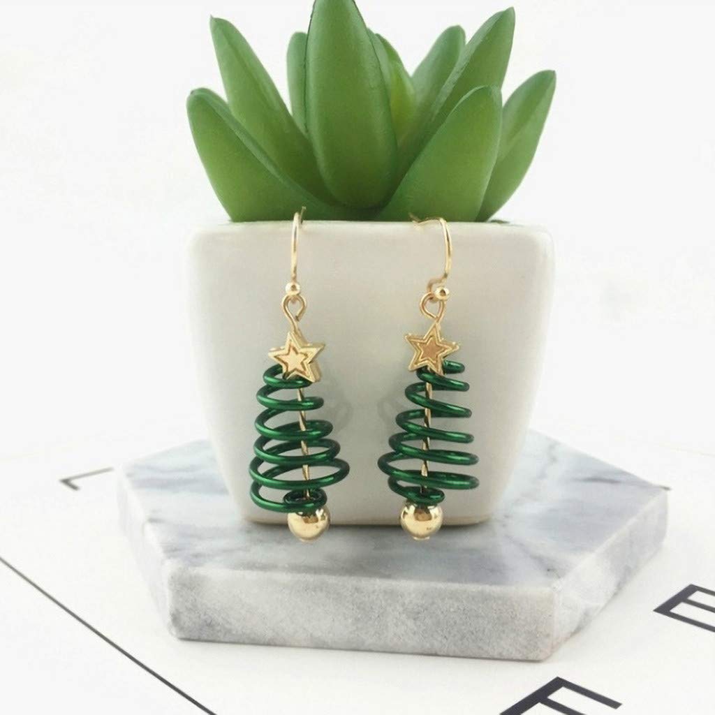 Stylish Gold and Silver Hoop Earrings for Women - Trendy Christmas Dangle Drop Earrings with Green Charm Ball | Perfect for Holiday Parties, Gift Giving & Everyday Wear (One Size)