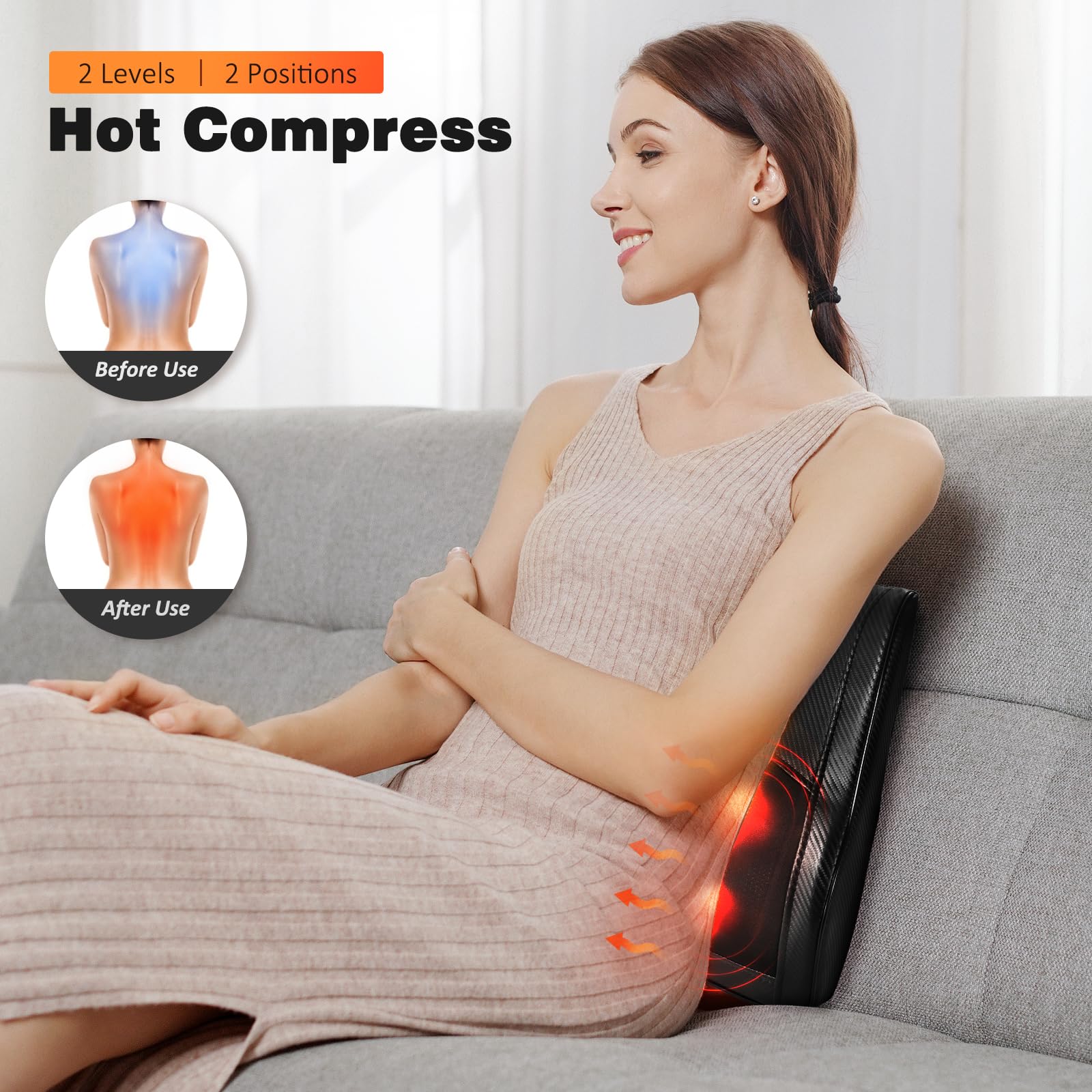 Heated Shiatsu Back and Neck Massager - 3D Kneading Deep Tissue Massage Pillow for Neck, Back, Shoulder Pain Relief - Perfect Gift for Mom, Dad, Women & Men - Ideal for Home, Office, and Travel Use