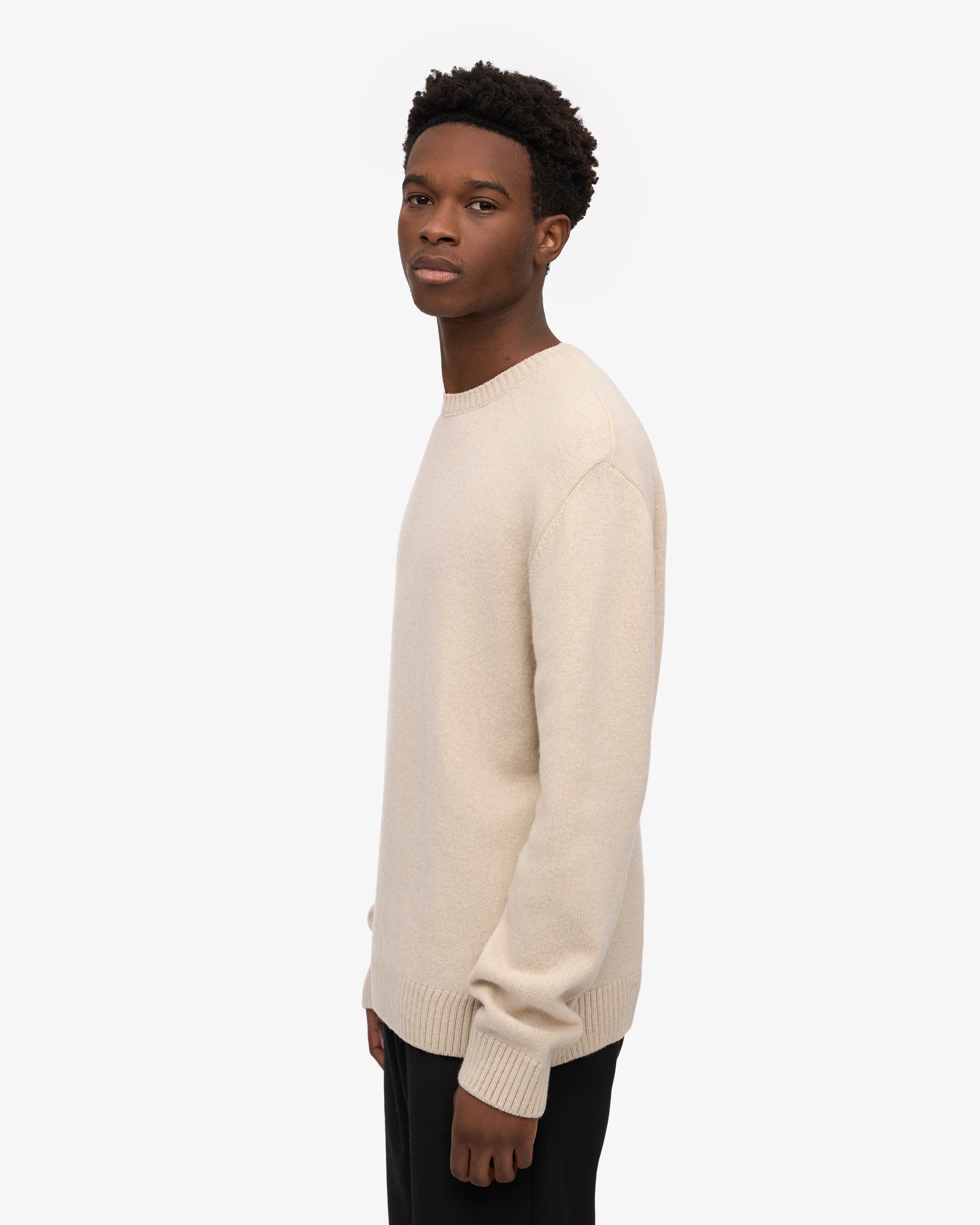 Classic Merino Wool Crew Neck Sweater for Men & Women | Soft Ivory White Winter Pullover | Perfect for Cold Weather, Office Wear & Casual Outfits