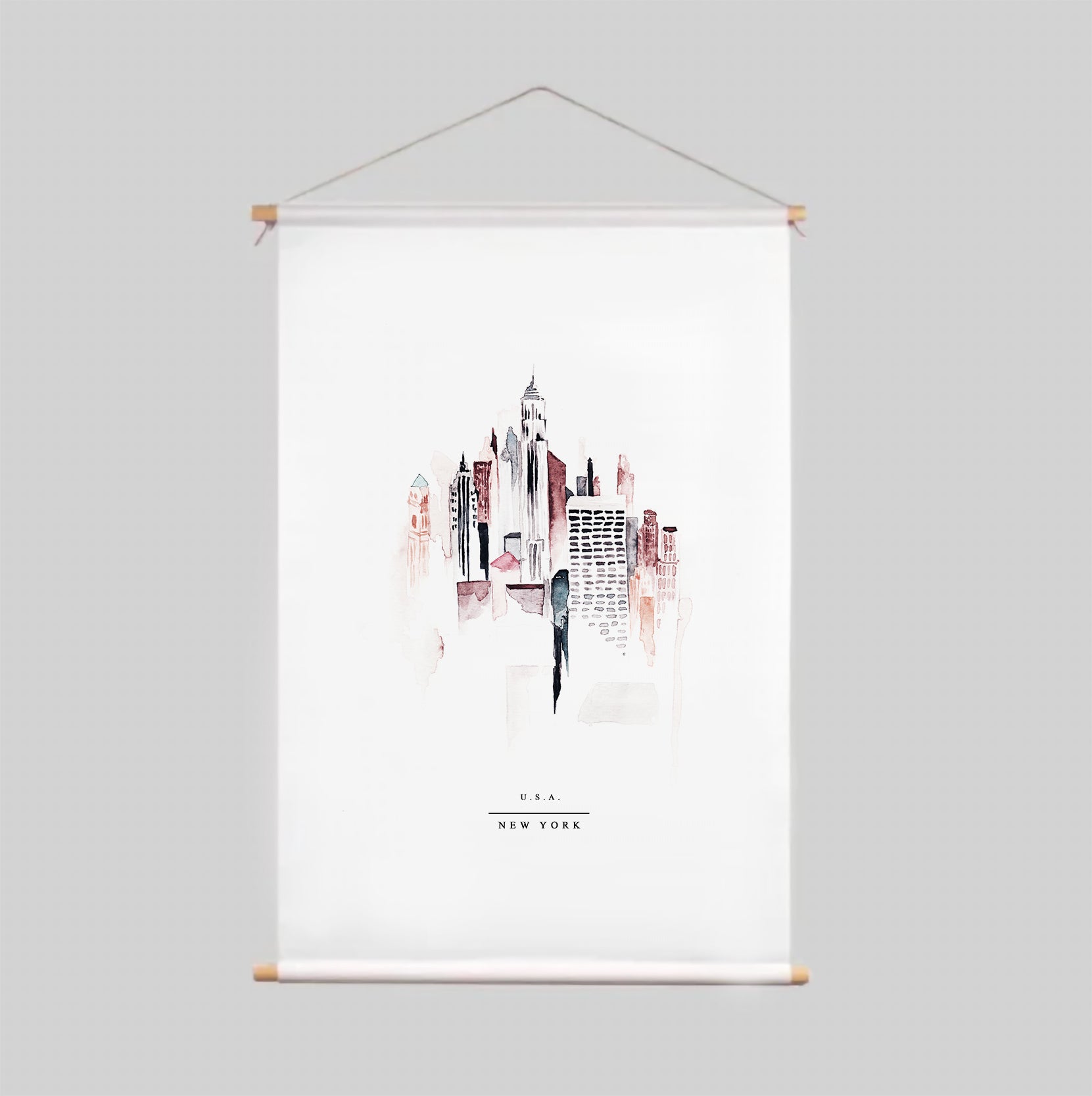 New York Skyline Textile Poster - Vintage Wall Art Decor for Living Room, Bedroom & Office