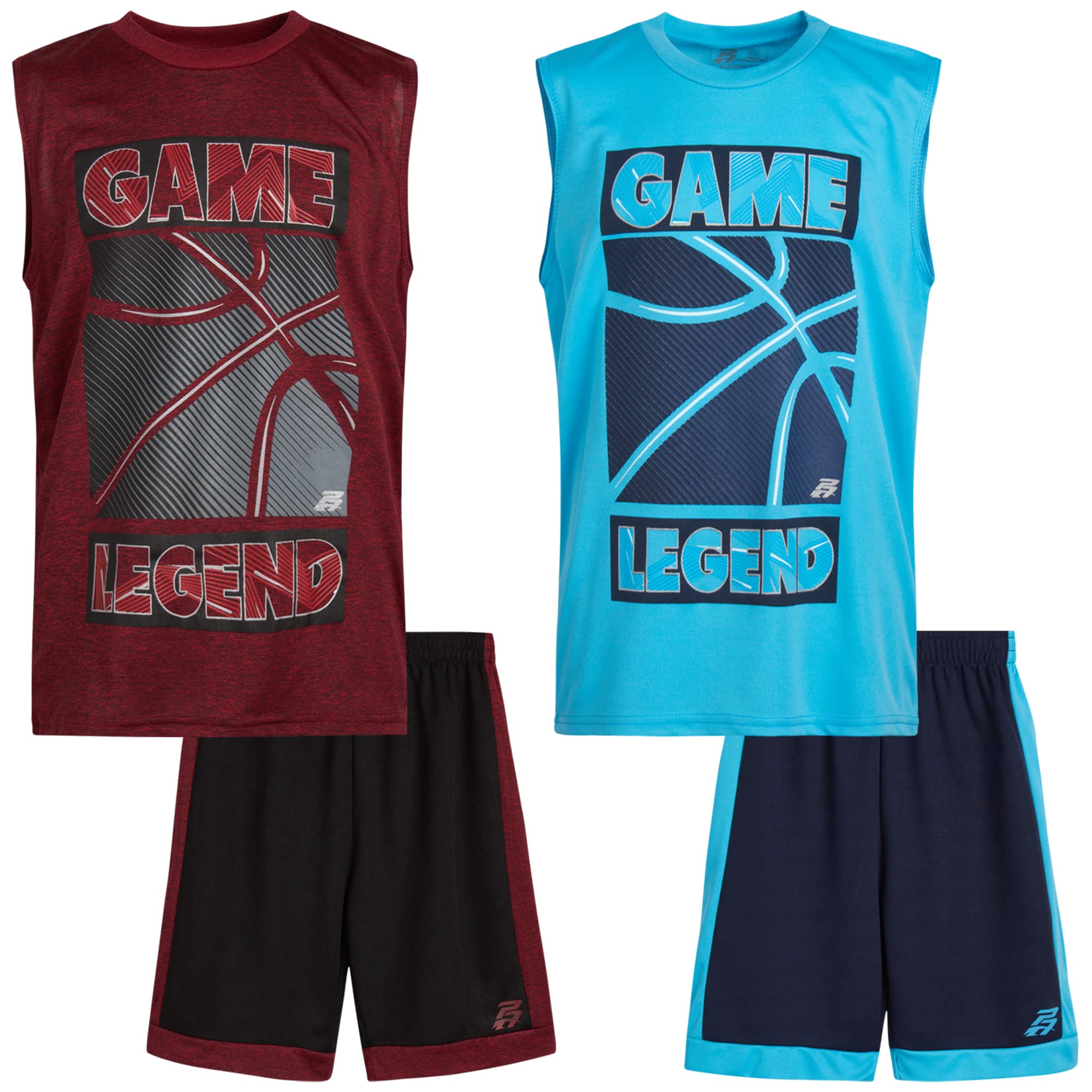 Pro Athlete Boys’ Active Shorts Set – 4 Piece Dry Fit Performance T-Shirt & Gym Shorts for Kids Ages 4-16 | Breathable Athletic Wear for Sports, Gym & Outdoor Play
