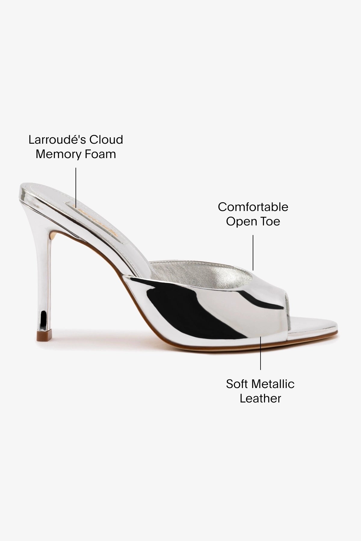 Silver Specchio Jasmine Hi Mule Shoes - Women's Fashion Block Heel Sandals for Party, Wedding & Evening Occasions