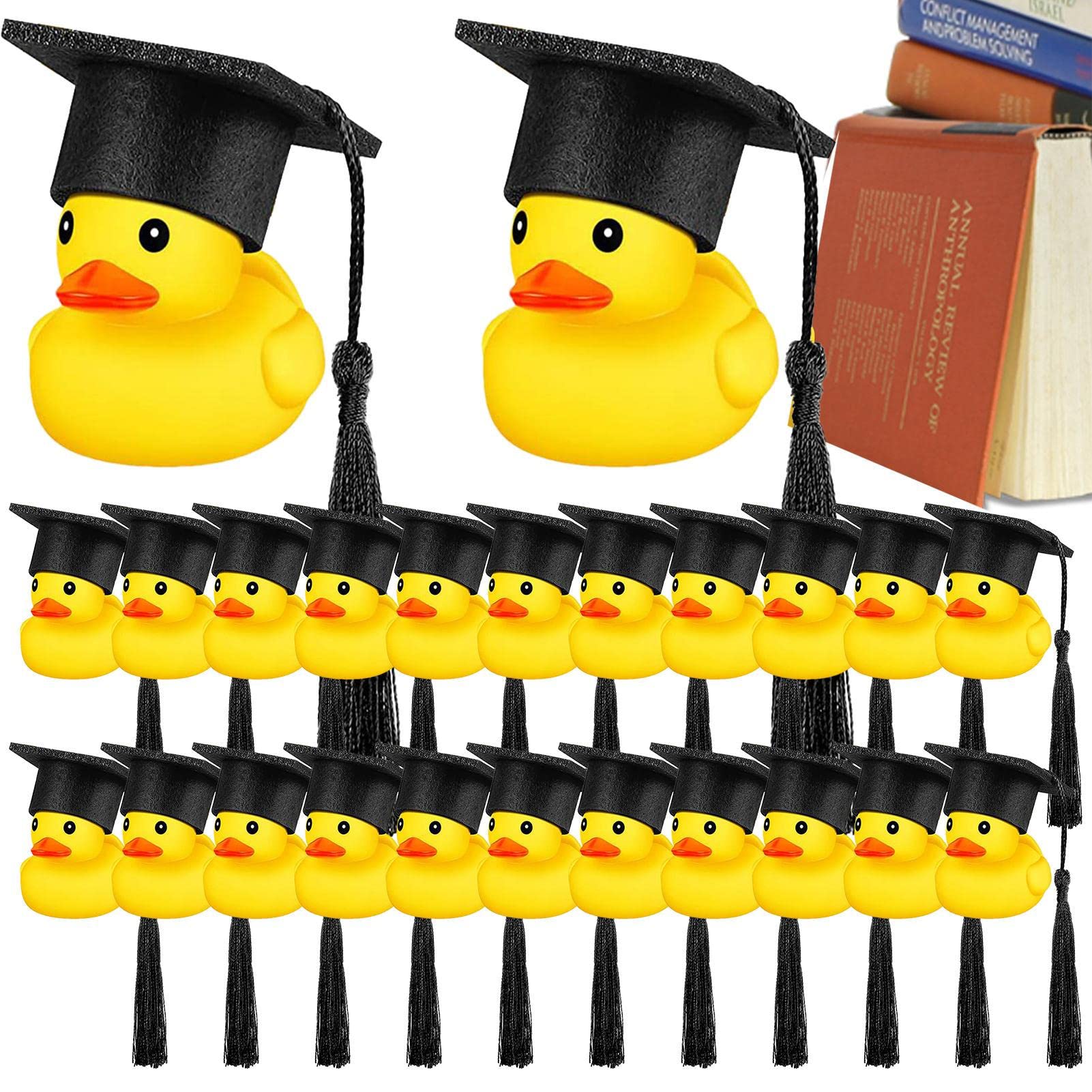 Mini Graduation Rubber Ducks with Black Caps - Bulk Pack for Graduation Party Decorations, Birthday Celebrations & School Events - Fun Favors for Graduates, Teachers & Students