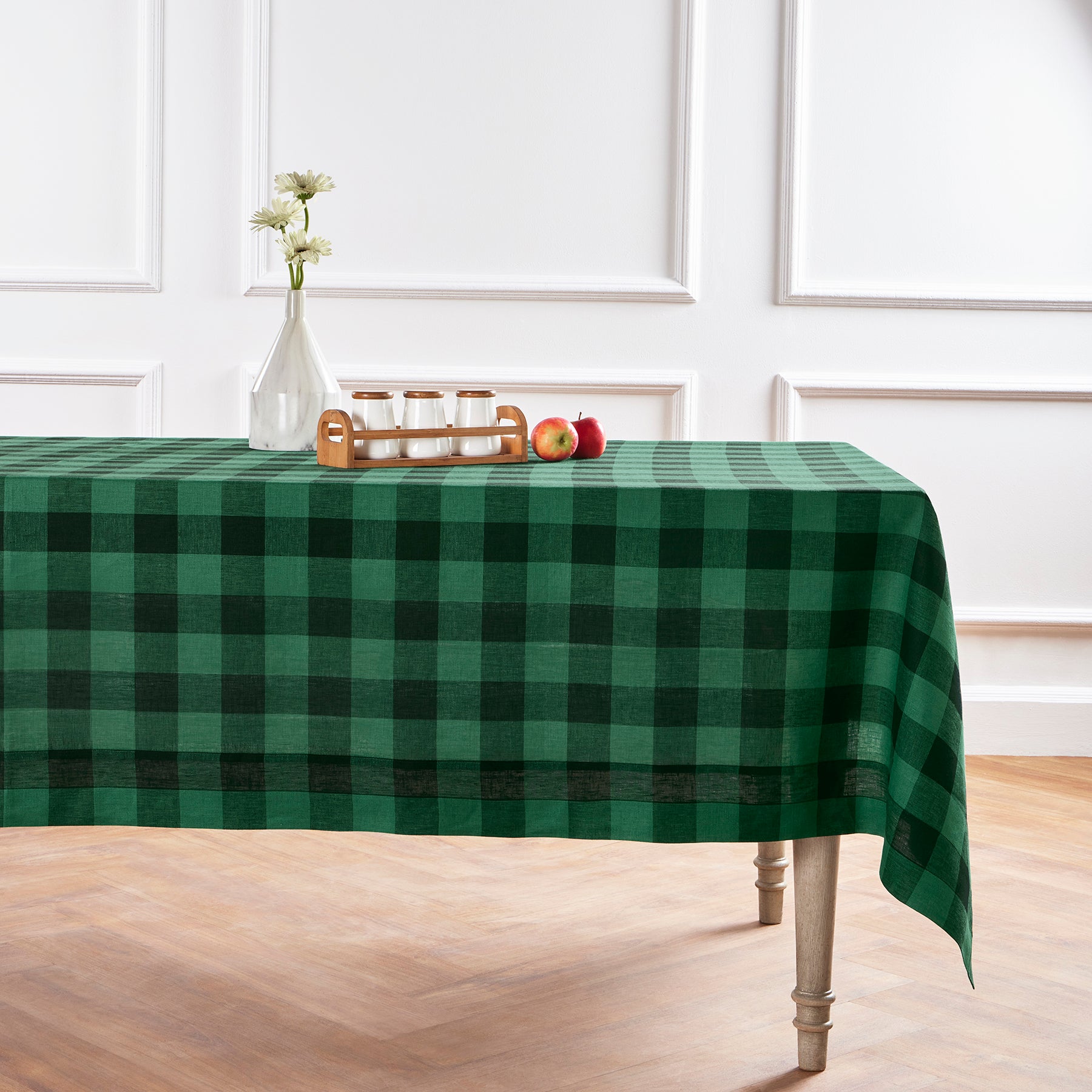 Buffalo Check Tablecloth - Red and Black Plaid Cotton Fabric for Dining Table - Perfect for Thanksgiving, Christmas, and Holiday Decorations