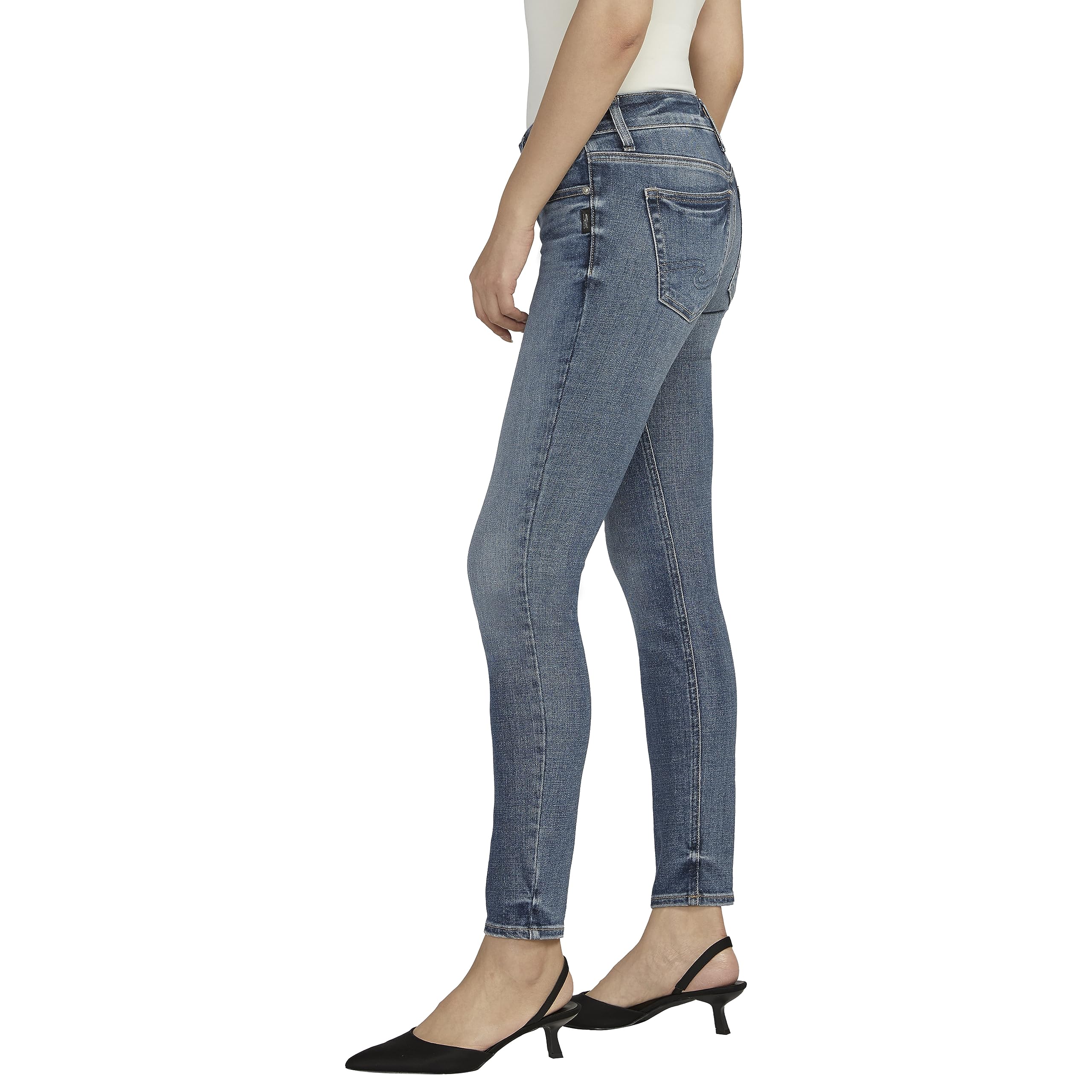 Silver Jeans Co. Women's Britt Low Rise Curvy Fit Skinny Jeans - Slimming Denim Pants for Women, Comfortable Stretch Jeans with Flattering Fit | Perfect for Casual Wear, Office & Night Out