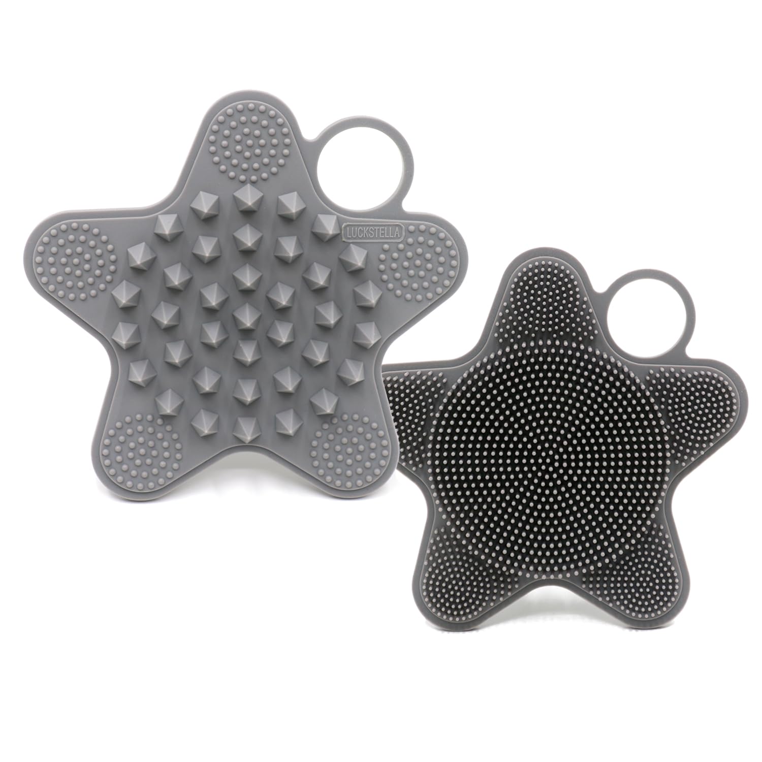 LUCKSTELLA Silicone Shower Brush - Scalp Massager & Shampoo Brush for Hair Care, Facial Cleansing & Exfoliating - 100% Soft Silicone (Silver-Gray) - Perfect for Relaxing Scalp Massage & Gentle Skin Exfoliation in Bath or Shower