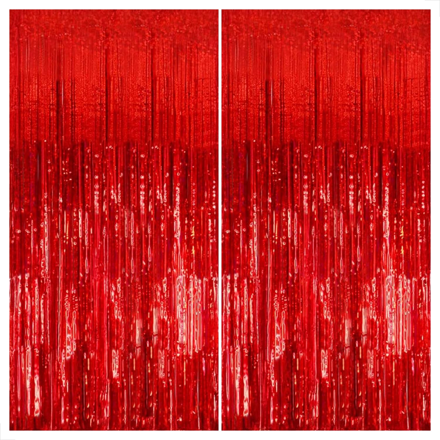 KatchOn Extra Large Red Streamers Party Decorations - 3.2x8 Feet, Pack of 2 | Shiny Red Fringe Backdrop for Graduation Party 2025, Birthday Celebrations & Red Themed Events | Perfect for Wall Decor, Photo Booth Backgrounds and Festive Occasions