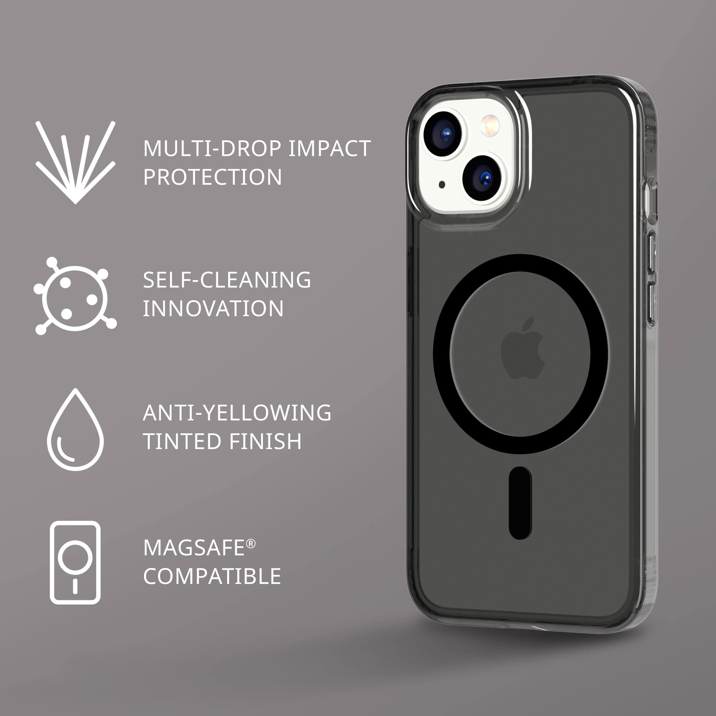 Tech21 iPhone 14 Evo Tint MagSafe Case - Shockproof & Scratch-Resistant Clear Back Cover with 12ft Drop Protection | Perfect for Daily Use, Outdoor Activities & Travel Protection