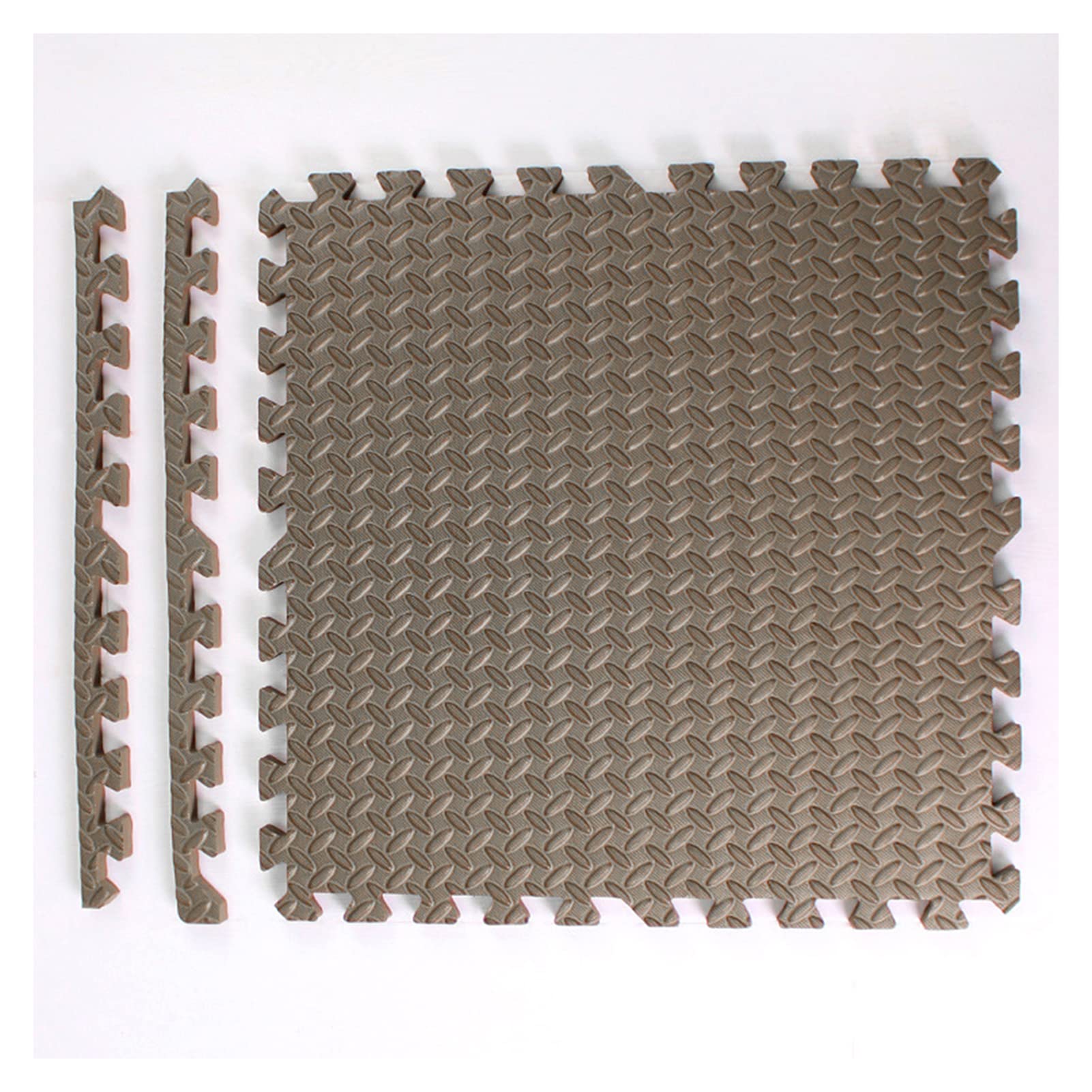 12-Piece Interlocking EVA Foam Floor Mats, 1/2 Inch Thick Puzzle Exercise Tiles with Borders - Non-Slip Playroom Rug for Kids, Home Gym, Nursery & Bedroom (24x24 Inches, Brown) - Perfect for Toddler Play Areas, Home Workouts & Floor Protection