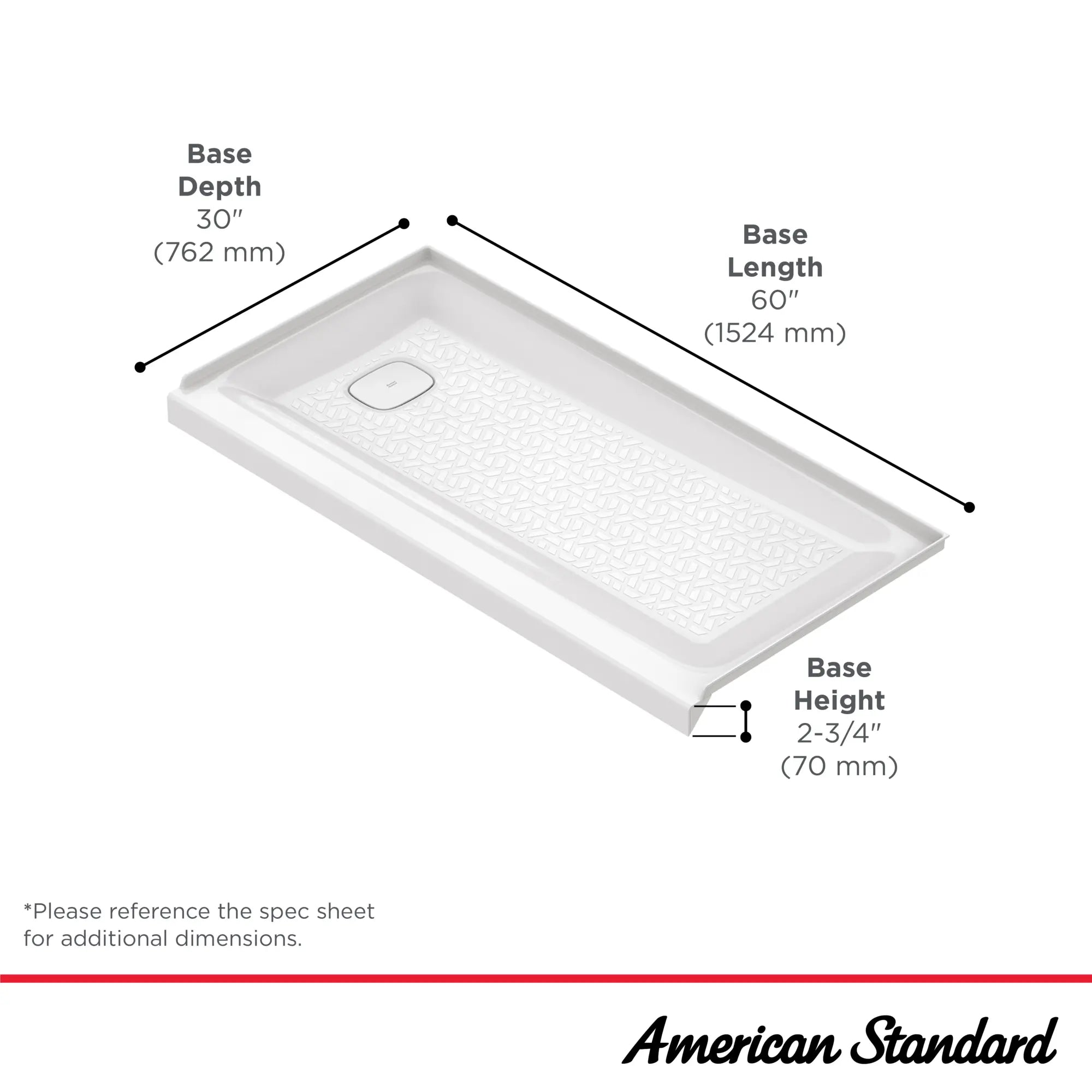 60 x 30 Inch Single Threshold Shower Base with Left Hand Drain - Durable Acrylic Shower Pan for Bathroom Remodeling, Perfect for Small Bathrooms & Walk-In Showers