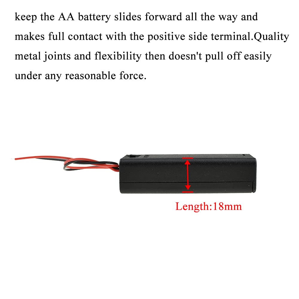 HAHIYO 1.5V AA Battery Holder Bundle - 8 Pack with Wires, Sturdy Cover & Flexible Springs | Built-in Switch for Easy Installation | Perfect for Wall Clocks, Ham Radios & Kids Toys | Durable Black Case for Home & DIY Electronics Projects