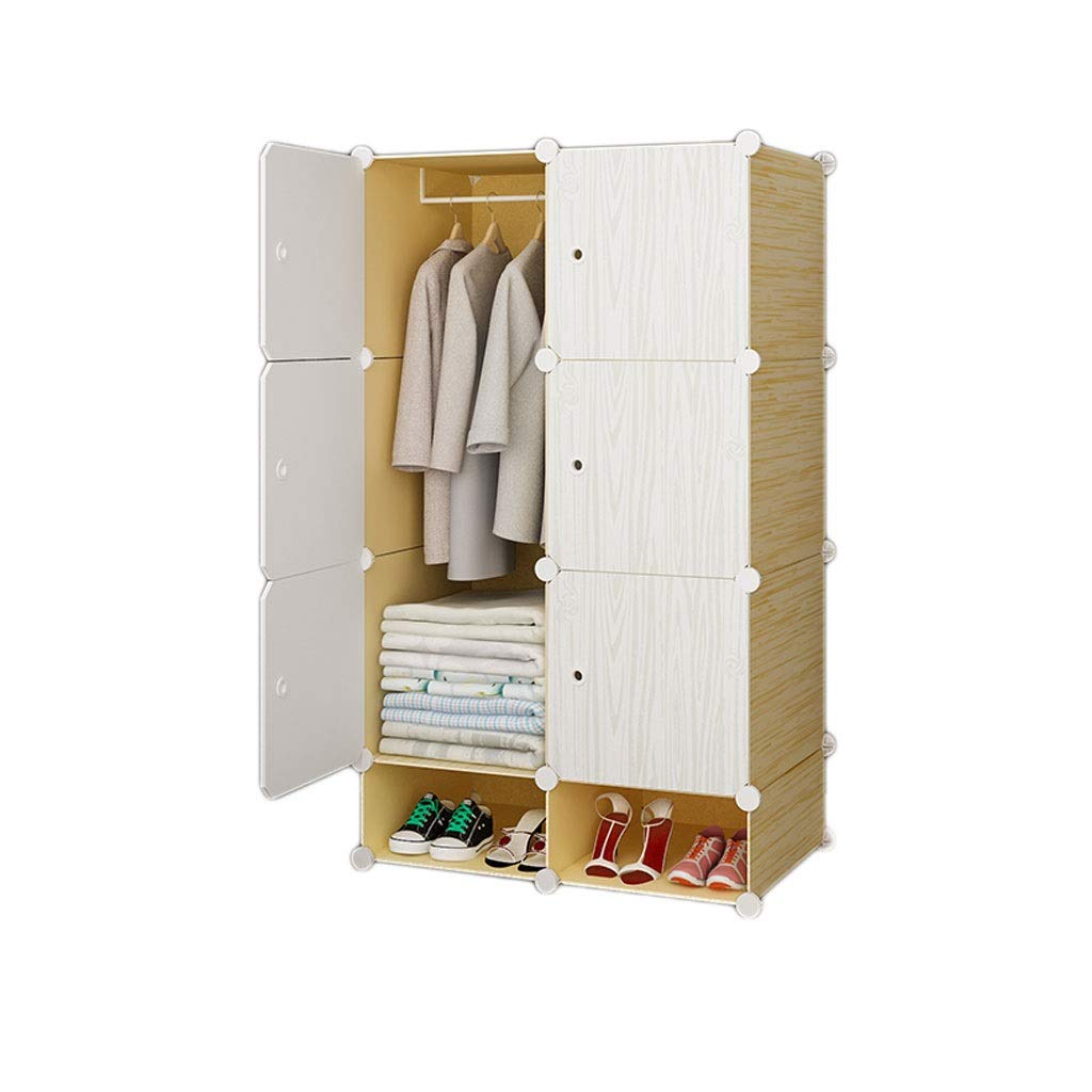 Portable Wardrobe Closet - 3 Cube Storage Organizer with Hanging Section, White Closet Armoire for Bedroom, Dorm & Small Spaces - Perfect for Clothes, Shoes & Accessories Storage