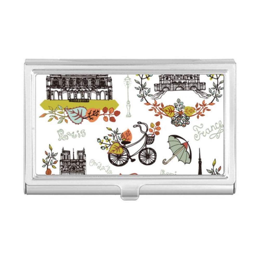 Stylish Eiffel Tower Graffiti Business Card Holder - Paris France Themed Metal Wallet Case for Office, Travel & Gifts